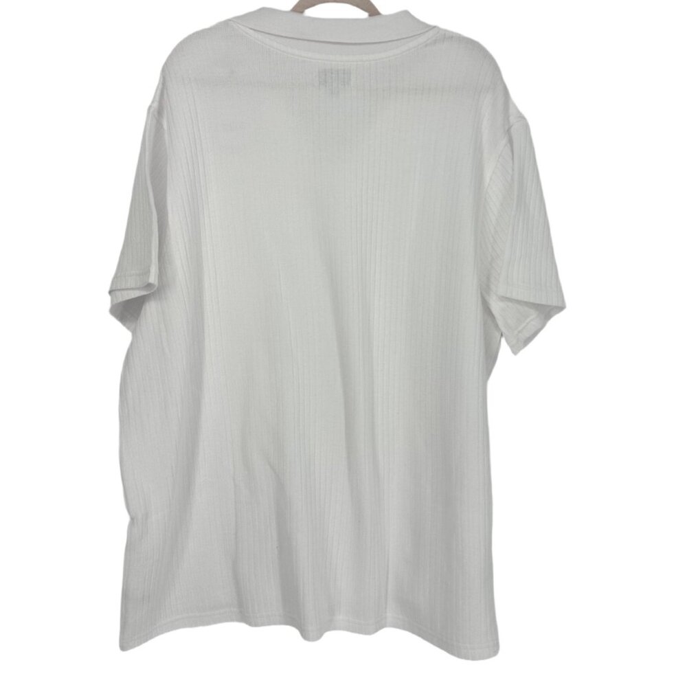 NWT Goodfellow & Co White Ribbed Knit Open Collar Polo XXL - Picture 3 of 6